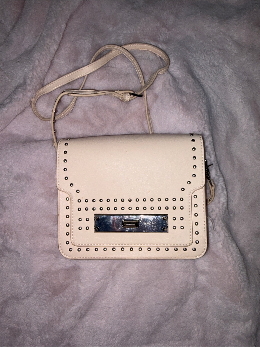 Cream Studded Crossbody Bag - Chic Everyday Shoulder Bag